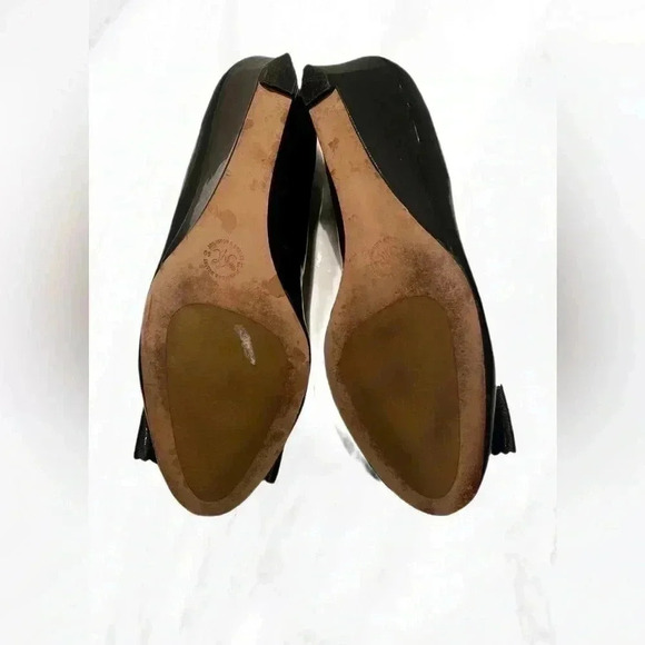 Johnston & Murphy stylish wedge bow detail round toe green patent leather 7/8 - Picture 5 of 5